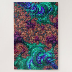 Boho Groovy Farbige Juwel-Ton-Abstrakte Fraktale Puzzle