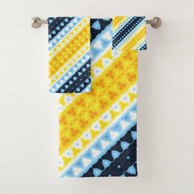 Boho Groovy Geometric Abstrakt AroAce Pride Flag Badhandtuch Set (Insitu)