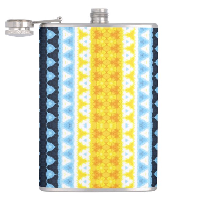 Boho Groovy Geometric Abstrakt AroAce Pride Flag Flachmann (Geöffnet)