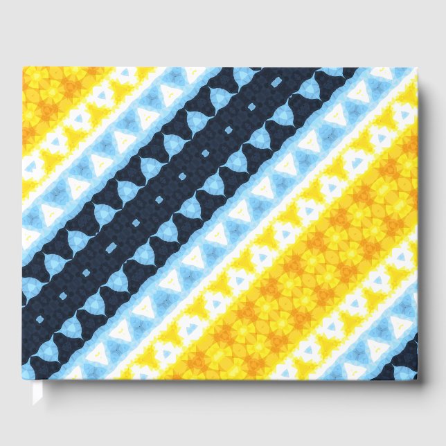Boho Groovy Geometric Abstrakt AroAce Pride Flag Gästebuch (Vorderseite)