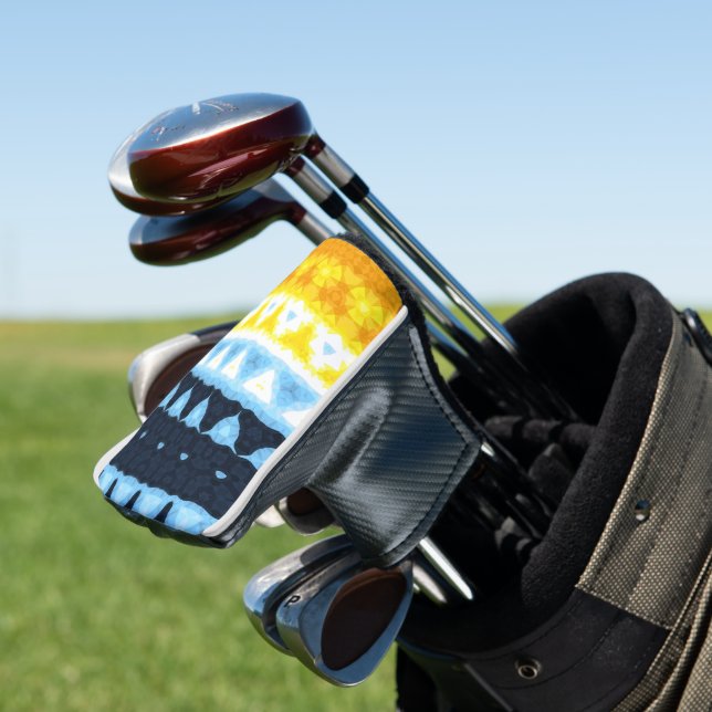 Boho Groovy Geometric Abstrakt AroAce Pride Flag Golf Headcover (In Situ)