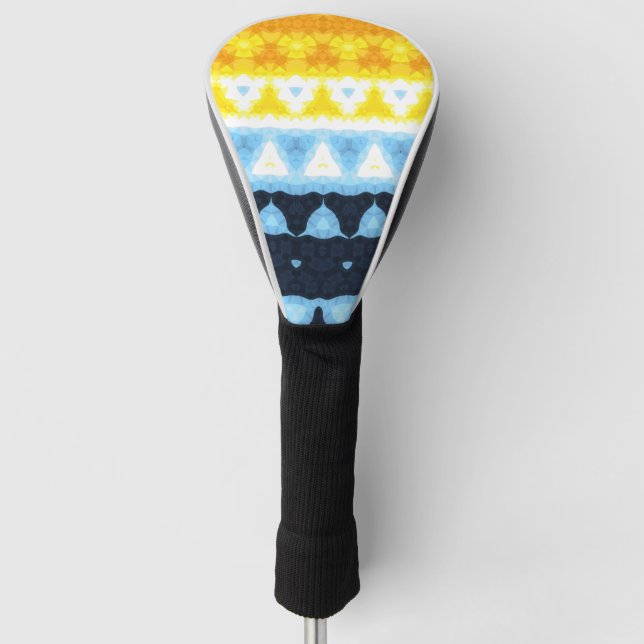 Boho Groovy Geometric Abstrakt AroAce Pride Flag Golf Headcover (Vorderseite)