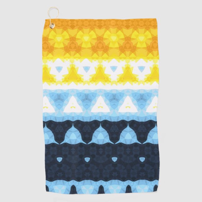 Boho Groovy Geometric Abstrakt AroAce Pride Flag Golfhandtuch (Vorderseite)