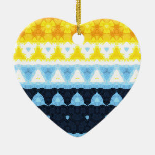 Boho Groovy Geometric Abstrakt AroAce Pride Flag Keramik Ornament