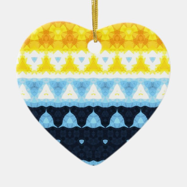 Boho Groovy Geometric Abstrakt AroAce Pride Flag Keramik Ornament (Vorne)