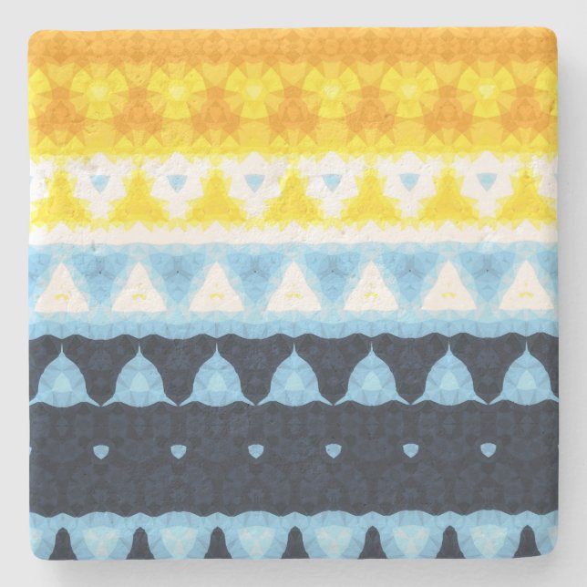 Boho Groovy Geometric Abstrakt AroAce Pride Flag Steinuntersetzer (Vorderseite)