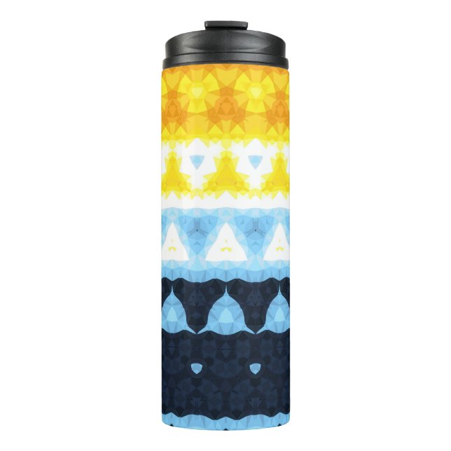 Boho Groovy Geometric Abstrakt AroAce Pride Flag Thermosbecher (Vorderseite)