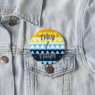 Boho Groovy Geometrische Abstrakte AroAce Pride-Fl Button
