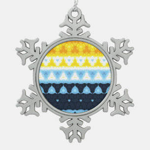 Boho Groovy Geometrische Abstrakte AroAce Pride-Fl Schneeflocken Zinn-Ornament