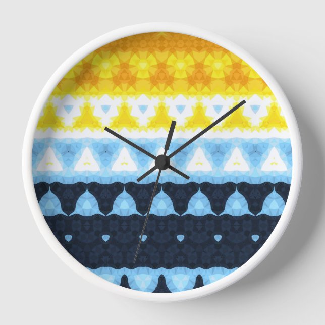 Boho Groovy Geometrische Abstrakte AroAce Pride-Fl Uhr (Vorderseite)