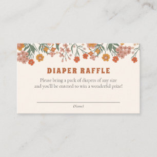 Boho Groovy Meadow Wildblume Diaper Raffle Ticket Begleitkarte