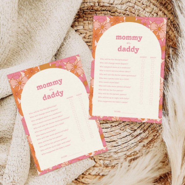 Boho Groovy Mommy oder Daddy Baby Showgame Card RSVP Karte (Von Creator hochgeladen)