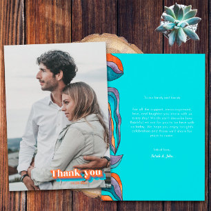 Boho Groovy Retro Türkis Blau Orange Typografie We Dankeskarte