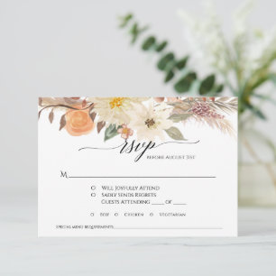 BOHO Große Hochzeit der Blütenblume vom Herbst RSVP Karte