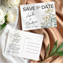 Boho Grün & beige Botanisches Save the Date