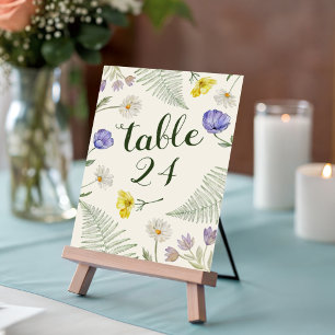 Boho Grün & Beige Wildblumen Hochzeitstisch Nummer Tischnummer