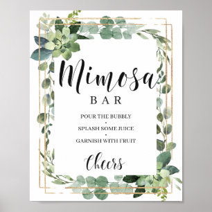 Boho grün Blätter Sukkulente Goldmedaille Bar Poster