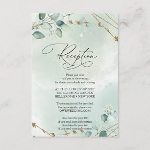 Boho Grün Eukalyptusblätter Faux Gold Rahmen Begleitkarte