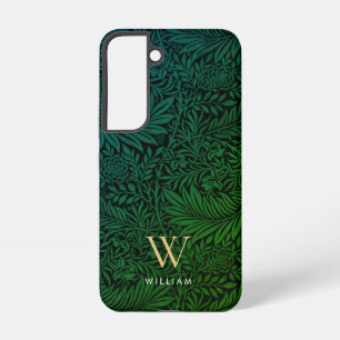 Boho Grün Floral Gold Monogramm Name Samsung Galaxy Hülle
