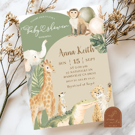 Boho-Grün-Safari-Baby-Shower-Einladung Einladung