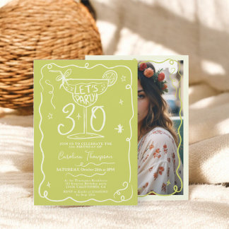 Boho grün-schwindelige Whimsikbriefe 30 Geburtstag Einladung