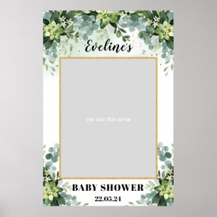 Boho-Grün Sukkulenten-Baby-Shower-Fotoprop Poster
