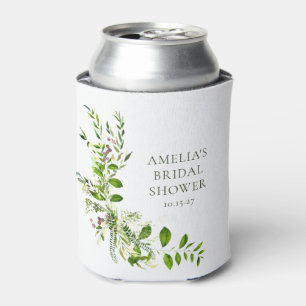 Boho-Grün-Watercolor-Blumen-Brautdusche Dosenkühler