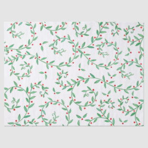 Boho Grüne Heilige und Rote Berries Weihnachten Seidenpapier
