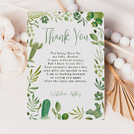 Boho grüne Kaktus geschlechtsneutrale, schicke Bab Dankeskarte