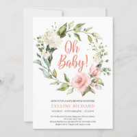 Boho grüne rosa Rosen weiße Hydrangea Oh Baby
