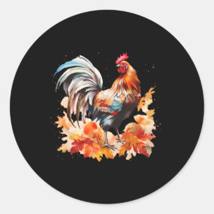 Boho-Hahn Huhn Herbstlaub Thanksgiving Da Runder Aufkleber