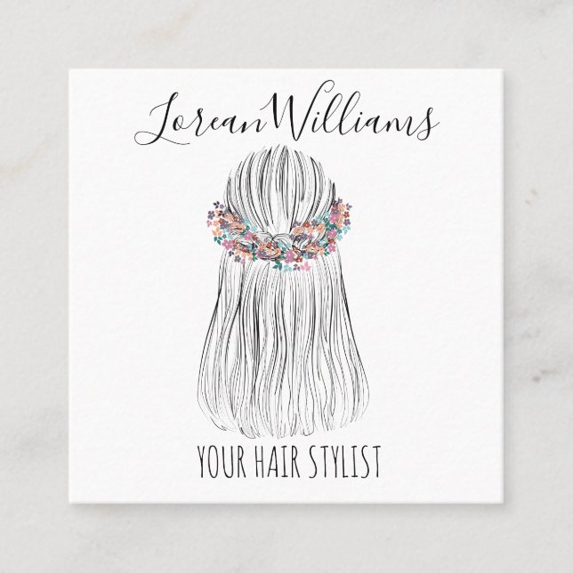 Boho Hair Stylist Blume Crown Wedstyle Terminkarte (Vorderseite)