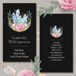 Boho-Halbmond-Kristallcluster rosa Rosen Chic Visitenkarte