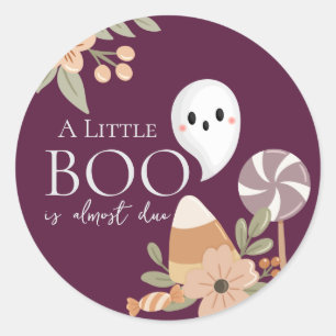 Boho Halloween Baby Dusche Niedlich Ghost Plum Lil Runder Aufkleber