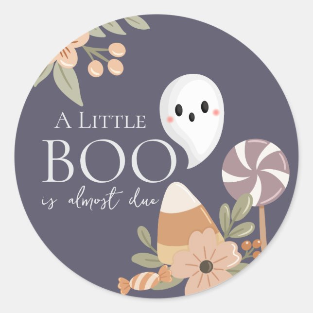 Boho Halloween Baby Shower Little Boo - Niedlich G Runder Aufkleber (Vorderseite)