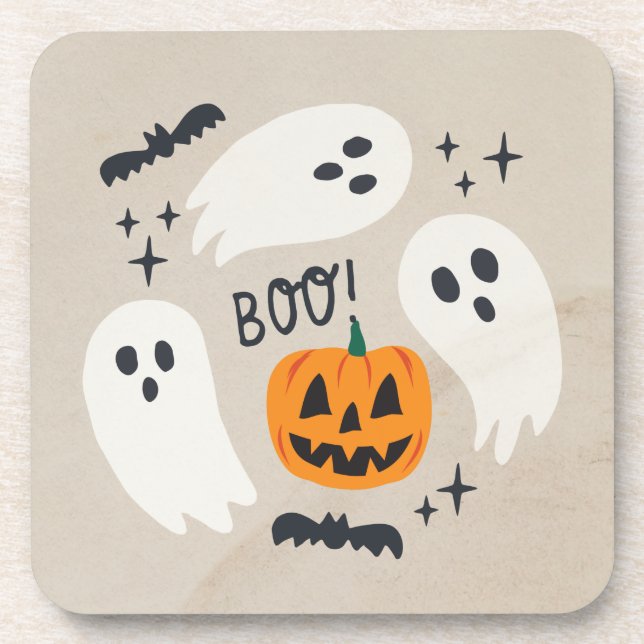 Boho Halloween Niedlich Ghost Getränkeuntersetzer (Vorderseite)