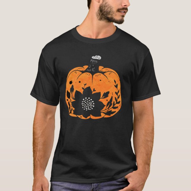 Boho Halloween Pumpkin Art October Spooky Veg Carv T-Shirt (Vorderseite)