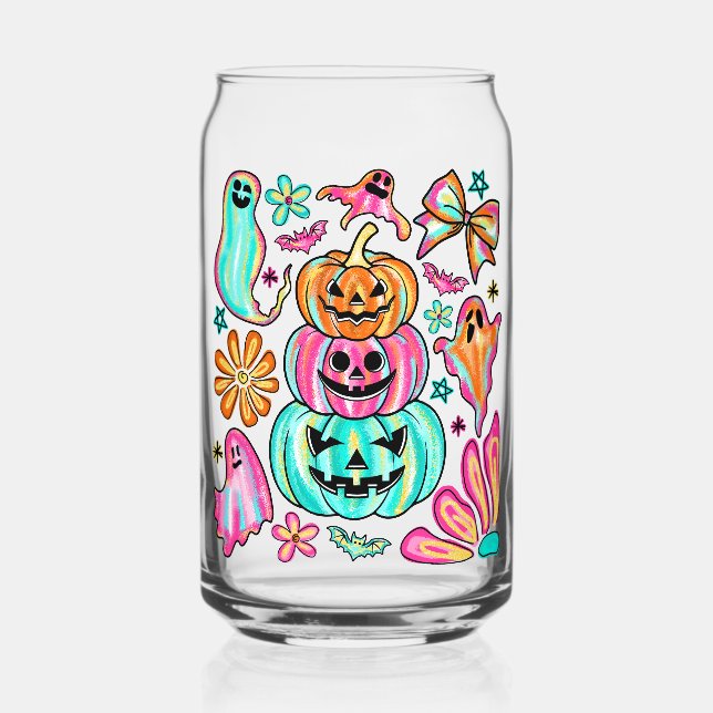 Boho Halloween Pumpkin Ghost Dosenglas (Rückseite)