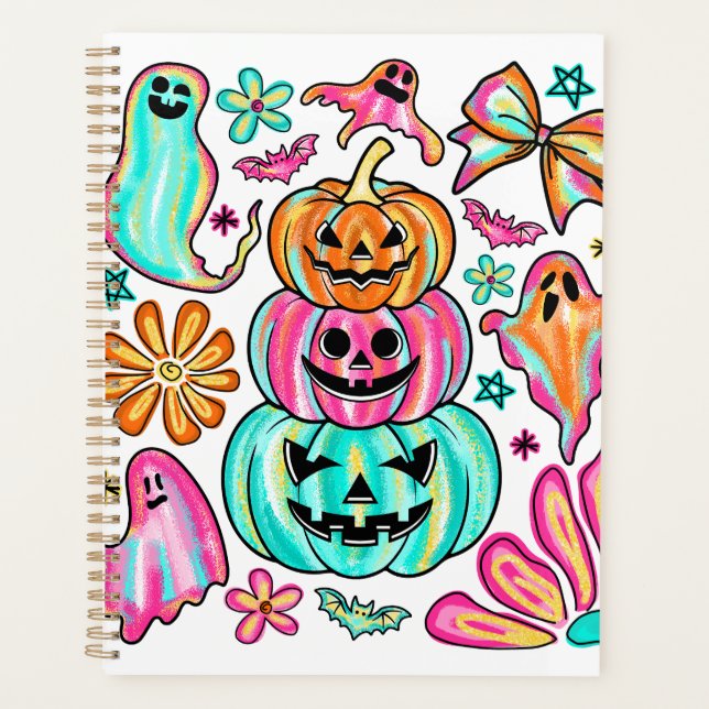 Boho Halloween Pumpkin Ghost Planer (Vorderseite)