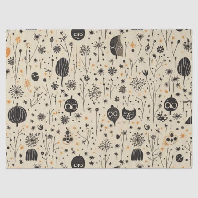 Boho Halloween Seamless Pattern Seidenpapier (Vorderseite)