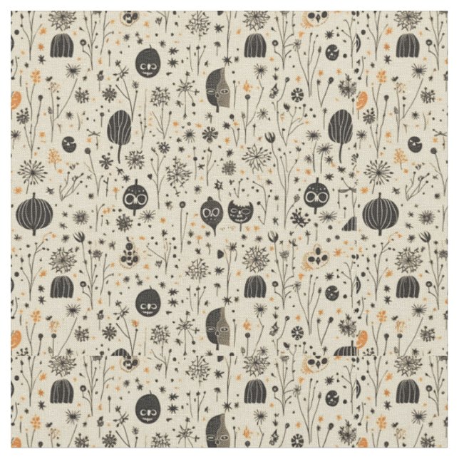Boho Halloween Seamless Pattern Stoff (Nahaufnahme)