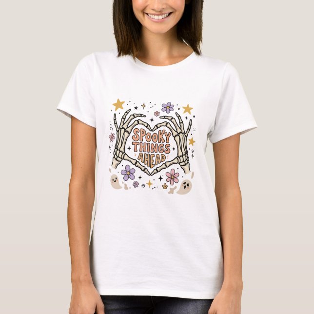 Boho-Halloween-Skeletthand T-Shirt (Vorderseite)