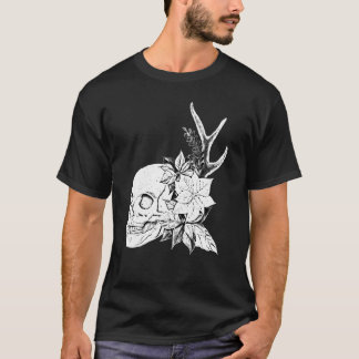Boho Halloween Skull Blume okkultisieren Dunkle Ku T-Shirt