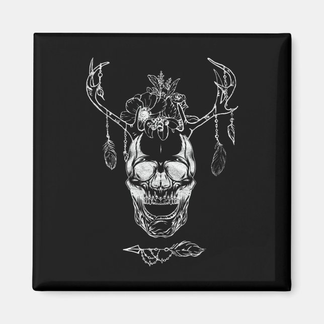 Boho Halloween Skull Magnet (Vorne)