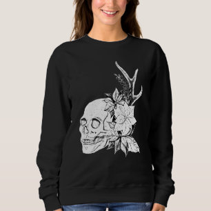 Boho Halloween-Totenkopf-Blumen Okkult Dunkle Kuns Sweatshirt