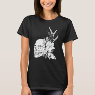 Boho Halloween Totenkopf Blumen Okkult Dunkle Kuns T-Shirt