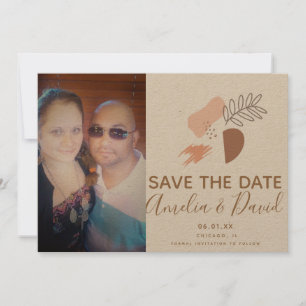 Boho Hand Gezeichnet Abstraktes Save the Date Foto Karte