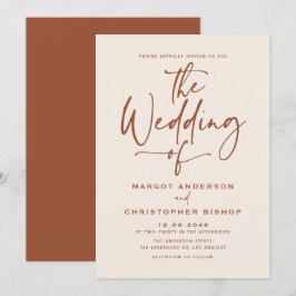 Boho Hand Lettered Calligraphy Terracotta Wedding Einladung
