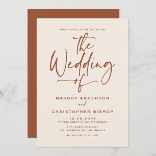Boho Hand Lettered Calligraphy Terracotta Wedding Einladung