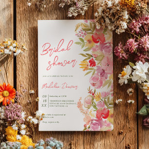 Boho handgemalt Blumenbeete Wasserfarben Brautpart Einladung